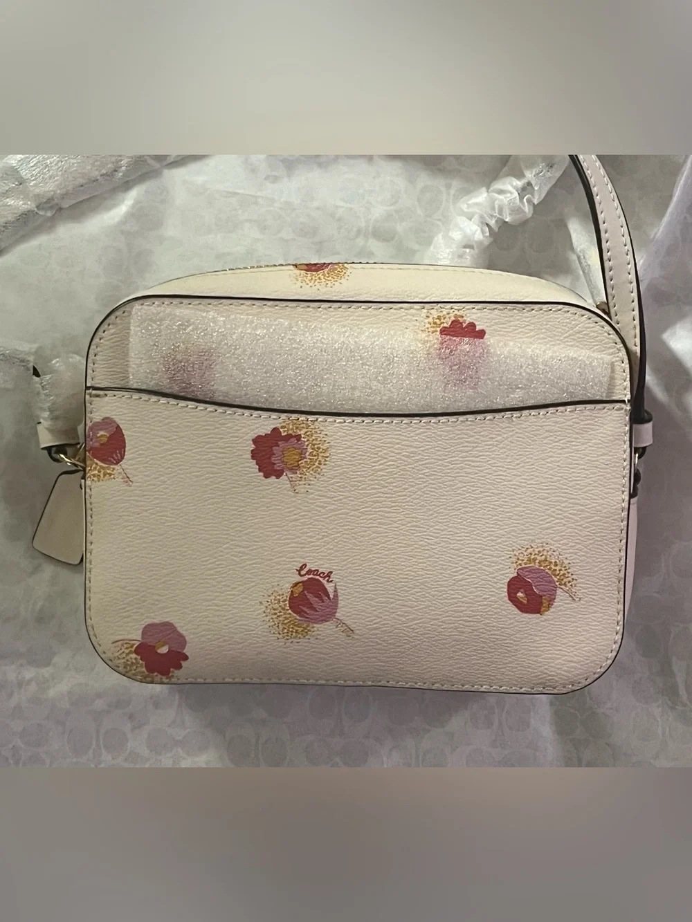 Coach C6044 Pop Floral Mini Camera Bag Leather Chalk Multi
